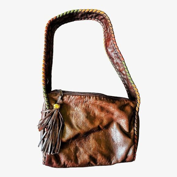 Vintage Sura Boho Chocolate Brown Leather Shoulder Bag - Picture 9 of 11